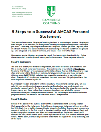 amcas personal statement formatting issues